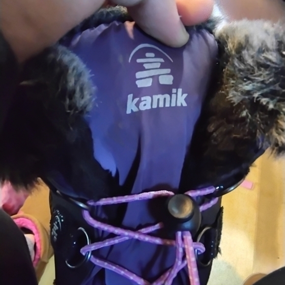 Kamik Kids Fur-Lined Black and Purple Snow Boots - Picture 5 of 6